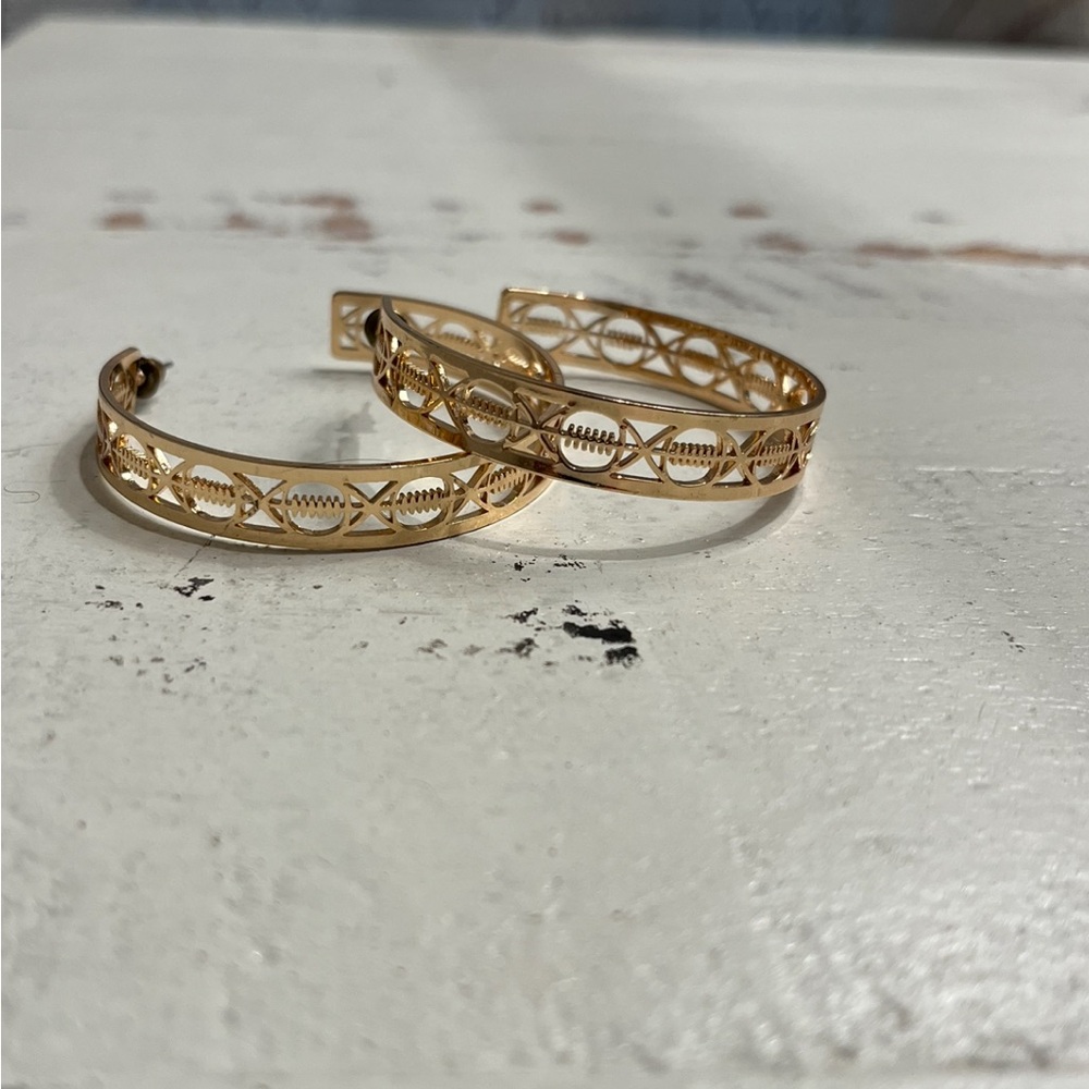 Elegant Versona Football Gold Hoop Earrings